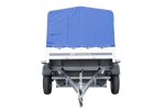 Lichte aanhanger 200x125 UNITRAILER GARDEN 201 KIPP met H-800 frame en blauw dekzeil