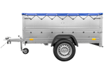 Unitrailer GARDEN TRAILER 201 KIPP met steunwiel, bis sideboards en blauw plat dekzeil