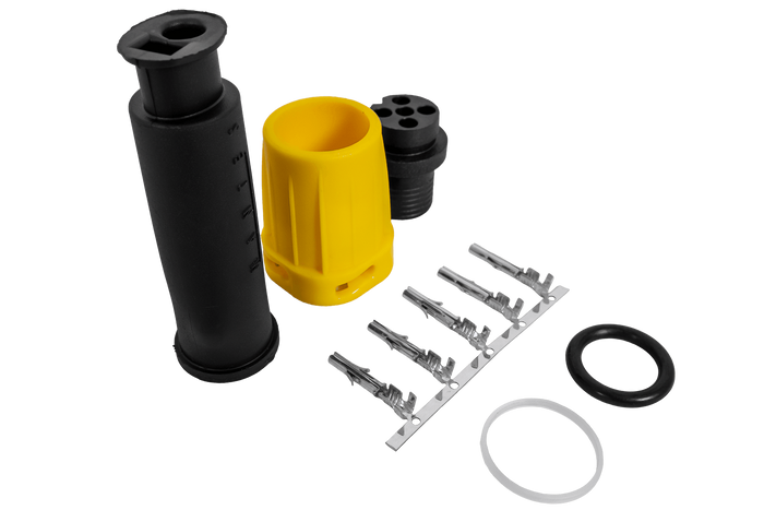 MANTES waterdichte connector voor achterlichten van aanhangers, bajonetsluiting, 5-pins, geel, links