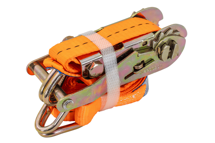 Set van vier UNITRAILER 3m/25mm/1t oranje transportbanden met spaninrichting