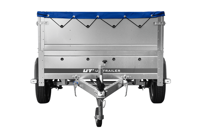 Lichte aanhangwagen op veren 200x125 UNITRAILER GARDEN 201/R KIPP met BIS zijwanden, H-0 frame en blauw zeil
