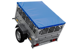 Autoaanhanger 150x106 UNITRAILER GARDEN 150 KIPP met gaaswanden en blauwe hoes