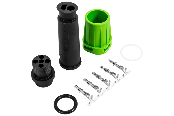 MANTES waterdichte connector voor achterlichten van aanhangers, bajonetsluiting, 5-pins, groen, rechts
