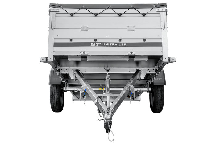 Enkelassige aanhanger met aluminium zijwanden 264x125 Unitrailer Garden 264 KIPP ALU met BIS-zijwanden, H-0 frame en grijze afdekking