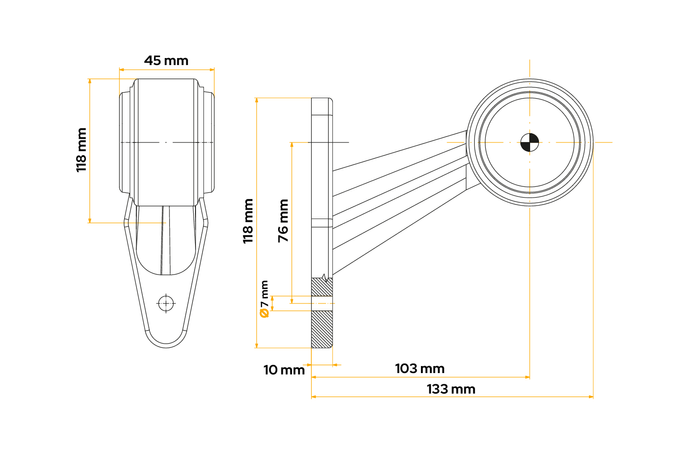 FRISTOM FT-009C LED markeringslamp universeel op rubberen arm