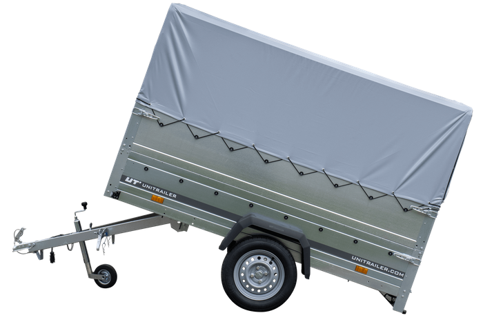 Autoaanhanger 230x125 UNITRAILER GARDEN 230 KIPP met BIS-zijwanden, H-800 frame en grijze afdekking