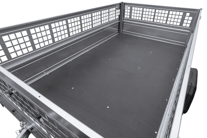 Lichte aanhanger op veren 264x150 UNITRAILER GARDEN 265/R KIPP met gaaswanden, H-0 frame en blauwe hoes