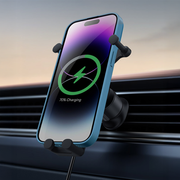 BASEUS Stabiele Gravitional autotelefoonhouder met Qi 15W draadloos opladen voor het ventilatierooster