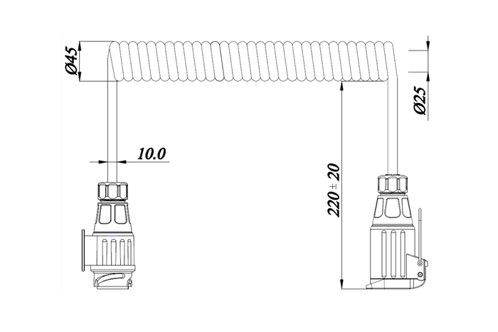 KAMAR E1384 spiraalkabel 3m 12V stekker/stopcontact 13PIN
