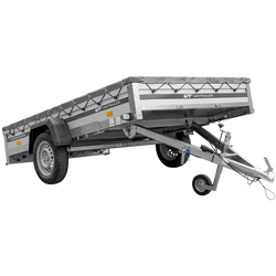Autoaanhanger met aluminium zijwanden 264x150 Unitrailer Garden 265 KIPP ALU met H-0 frame en grijze afdekking