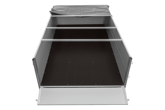 Enkelassige aanhanger met aluminium zijwanden 264x150 Unitrailer Garden 265 KIPP ALU met BIS-zijwanden, H-0 frame en grijze afdekking