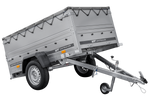 Autoaanhanger 200x106 UNITRAILER GARDEN 200 KIPP met BIS-zijwanden en grijze afdekking