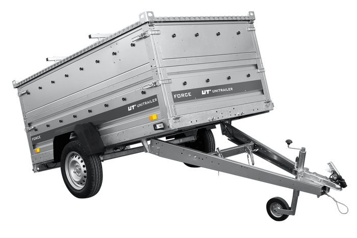 Autotransporter 230x125 UNITRAILER FORCE 230 KIPP met BIS-zijwanden en aluminium afdekking