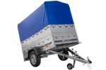 Autoaanhanger 200x106 UNITRAILER GARDEN 200 KIPP met BIS-zijwanden, H-800 frame en blauwe afdekking