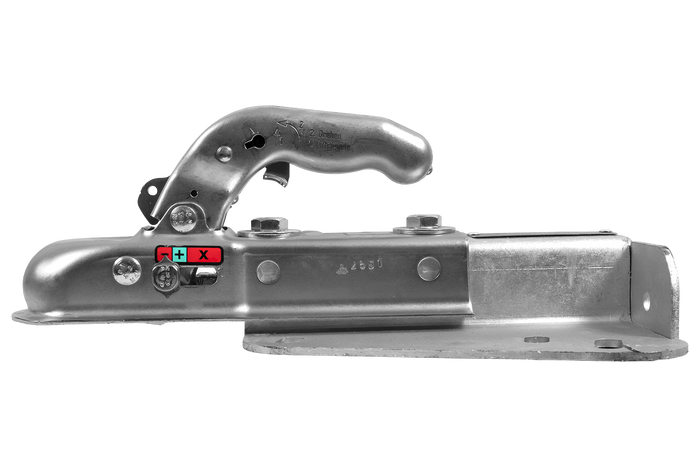 KNOTT K7.5-H+KZE7.5 kogelkoppeling voor een aanhanger van 750 kg met een V-vormige dissel.