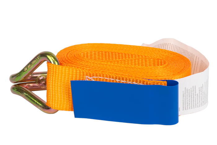 Set van vier KAMAR 3m/25mm/0.8t oranje transportbanden met spaninrichting