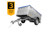Unitrailer GARDEN TRAILER 201 KIPP met steunwiel, bis sideboards en blauw plat dekzeil