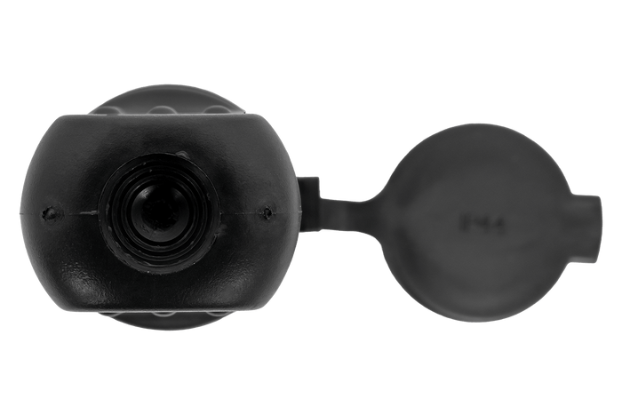 MANTES 3P vrouwelijke contactdoos, rubber, met klep, 16A, 250V