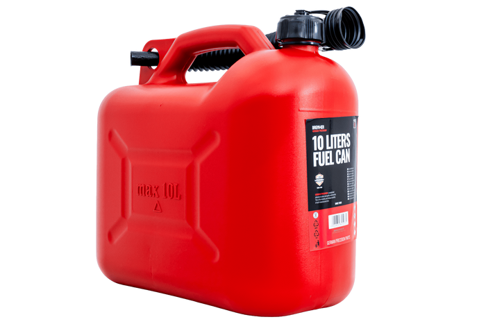 10L HERMON kunststof jerrycan met trechter, rood