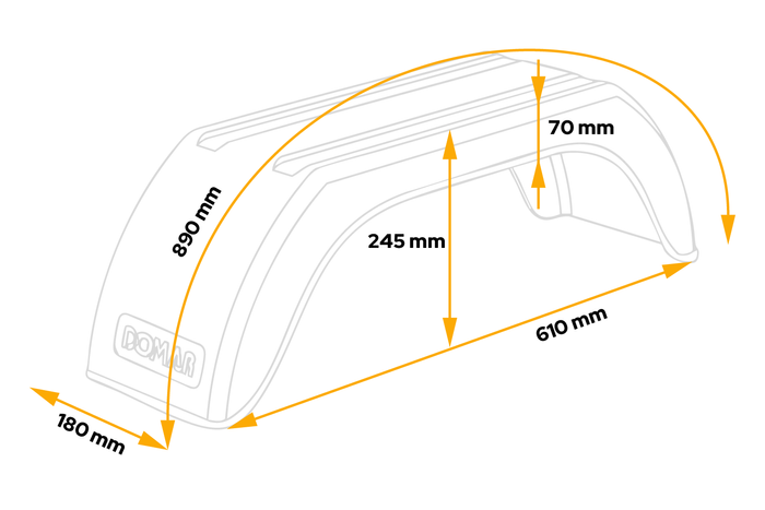 Spatbord voor aanhangwagen 10-13" DOMAR D20110 wielkast 610/180mm