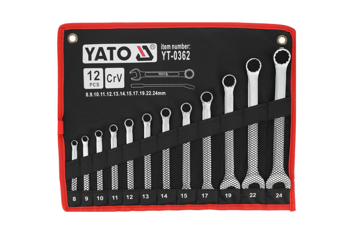 YATO YT-0362 combinatiesleutels 8-24 mm, 12 stuks.