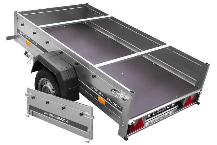 Lichte aanhanger 200x106 UNITRAILER GARDEN 200 KIPP met H-0 frame en blauwe hoes
