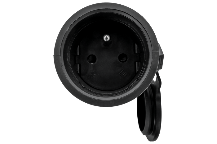 MANTES 3P vrouwelijke contactdoos, rubber, met klep, 16A, 250V