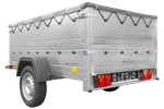 Transport aanhanger Unitrailer GARDEN TRAILER 201 KIPP (NEW) met neuswiel, opzetborden en vlakzeil op de huif
