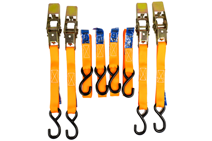 Set van vier UNITRAILER transportbanden met spaninrichting 4m/25mm/0,68t oranje