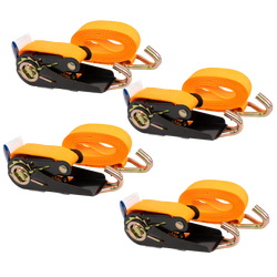 Set van vier KAMAR 3m/25mm/0.8t oranje transportbanden met spaninrichting