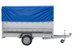 Lichte aanhanger op veren 264x125 UNITRAILER FORCE 264/R KIPP met BIS-zijwanden, H-800 frame en blauwe afdekking