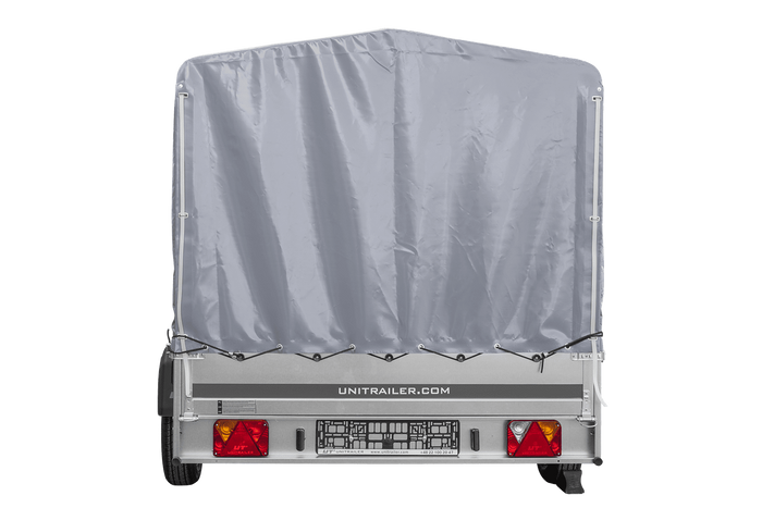 Autoaanhanger op veren 264x150 UNITRAILER GARDEN 265/R KIPP met H-1100 frame en grijze afdekking