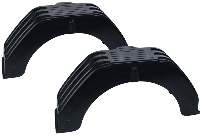 Set van twee spatborden voor een aanhanger van 13-14 inch, met vlakke wielkasten van 710/200 mm.