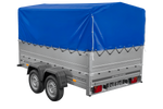 Lichte aanhanger 264x150 UNITRAILER GARDEN 265/2 KIPP met BIS-zijwanden, H-800 frame en blauwe afdekking