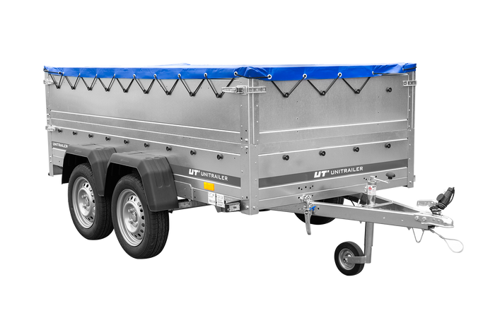 Twee-assige aanhanger 264x125 UNITRAILER GARDEN 264/2 KIPP met BIS zijwanden en blauw deksel