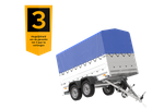 Twee-assige aanhanger 264x125 UNITRAILER GARDEN 264/2 KIPP met BIS zijwanden, H-800 frame en blauwe kap