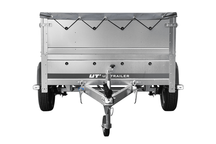 Lichte aanhangwagen op veren 200x125 UNITRAILER GARDEN 201/R KIPP met BIS zijwanden, H-0 frame en grijs zeil