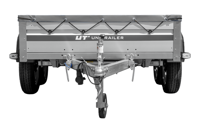Tweeassige aanhanger met aluminium zijwanden 264x125 Unitrailer Garden 264/2 KIPP ALU met H-0 frame en grijze afdekking