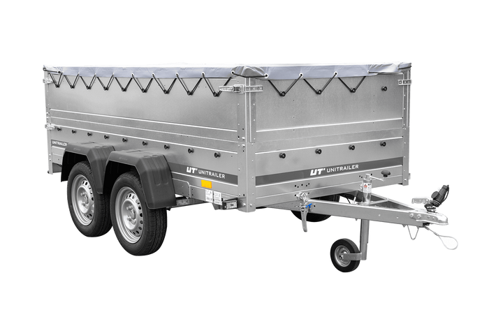 Twee-assige aanhanger 264x125 UNITRAILER GARDEN 264/2 KIPP met BIS zijwanden, H-0 frame en grijze kap