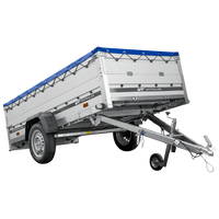 Enkelassige aanhanger met aluminium zijwanden 264x125 Unitrailer Garden 264 KIPP ALU met BIS-zijwanden, H-0 frame en blauwe afdekking