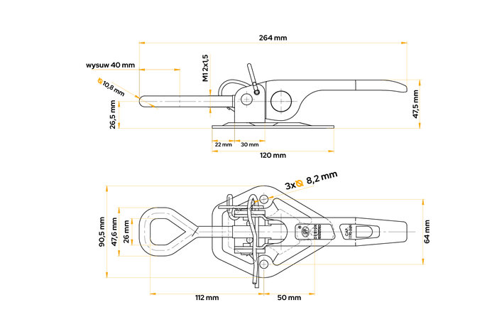 STEELPRESS ZB-15A zijkoppeling voor excentrische vergrendeling van de aanhangwagenzijde