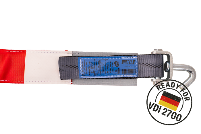 Set van vier HEFFA CARLINE 130 spanbanden voor sleepwagens wielbevestigingsbanden 2,8m/50mm/5t VDI 2700