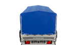 Twee-assige aanhanger 264x125 UNITRAILER GARDEN 264/2 KIPP met H-800 frame en blauwe afdekking
