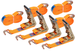 Set van vier UNITRAILER 8m/50mm/5t oranje transportbanden met spaninrichting