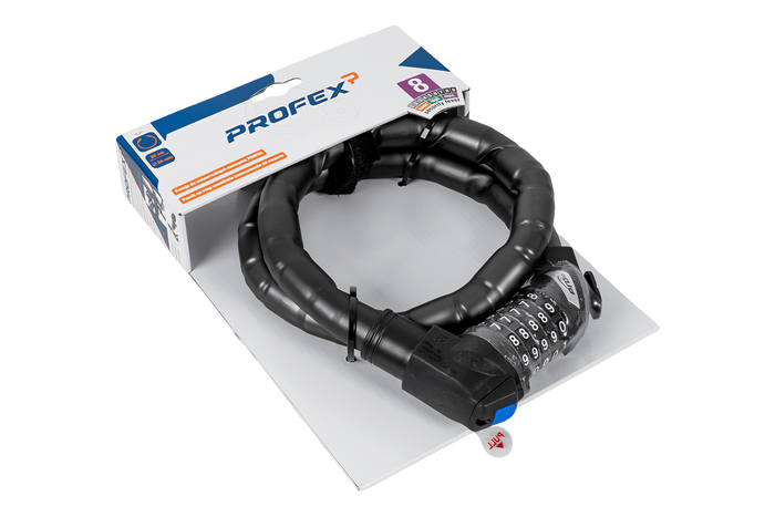 Verstevigd fietsslot met code PROFEX 81601, 90 cm lang