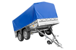 Tweeassige aanhanger met aluminium zijwanden 264x125 Unitrailer Garden 264/2 KIPP ALU met H-800 frame en blauwe afdekking