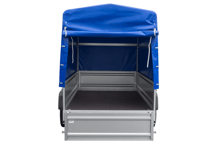 Lichte aanhanger 230x125 UNITRAILER FORCE 230 KIPP met H-1100 frame en blauwe hoes