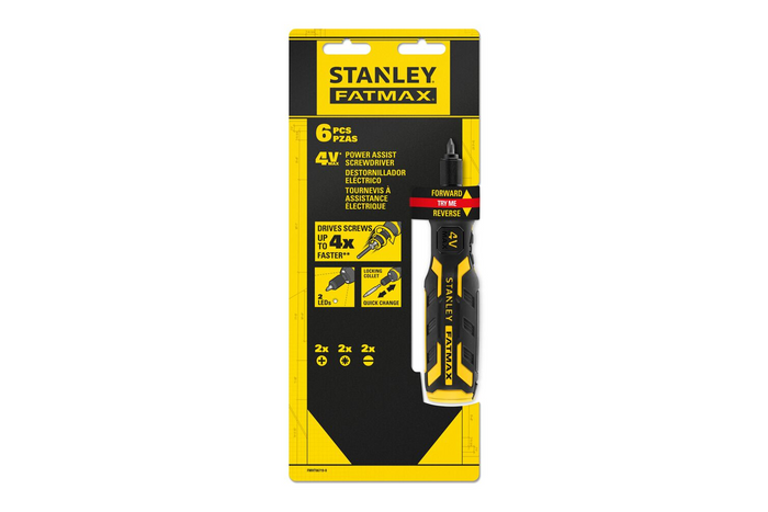 STANLEY 4V schroevendraaier met accu, oplader en bits 