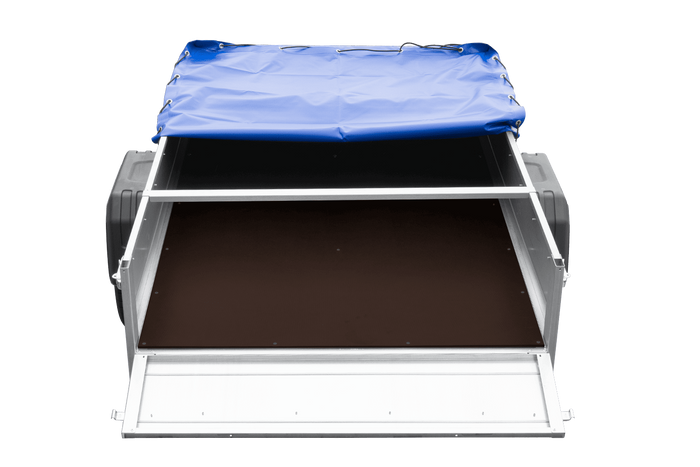 Autoaanhanger 200x125 UNITRAILER GARDEN 201 KIPP met H-0 frame en blauwe hoes