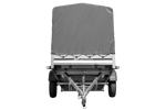 Autoaanhanger met aluminium zijwanden 264x125 Unitrailer Garden 264 KIPP ALU met H-1100 frame en grijze afdekking
